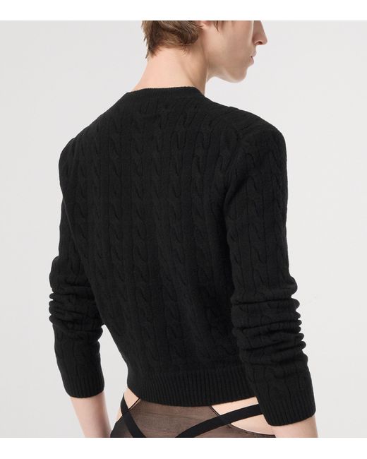 Tom Ford Black Stretch-Wool Cable Knit Sweater