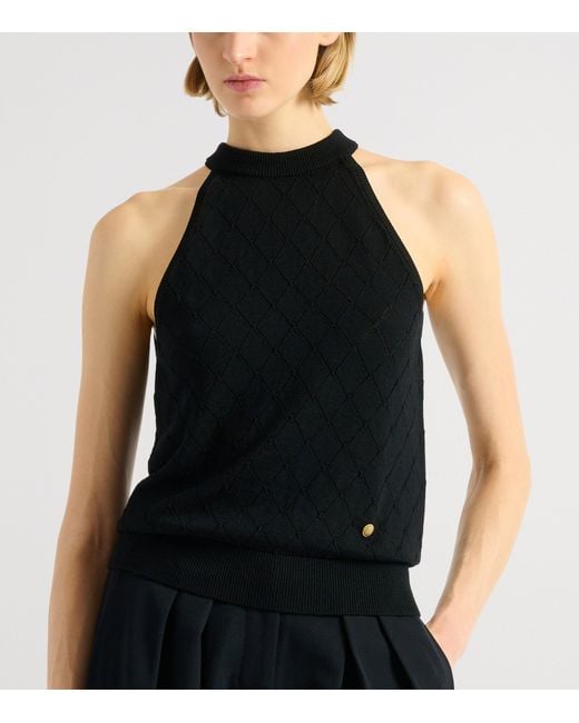 Balmain Black Virgin Wool Quilted Effect Top