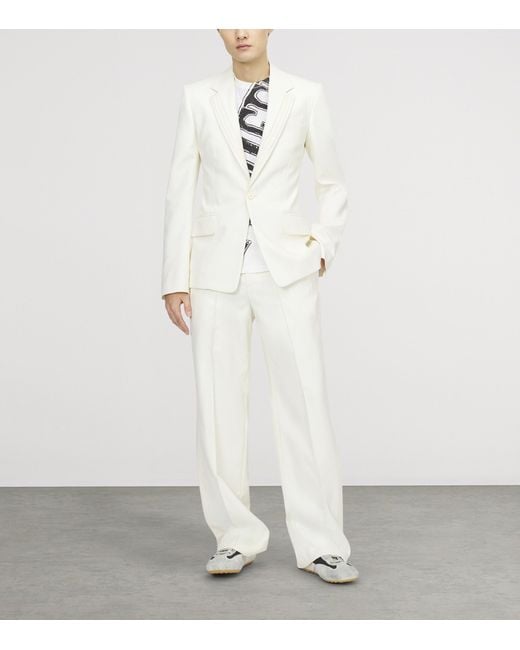 McQueen White Wool Pleated Blazer for men