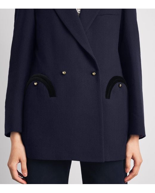 Blazé Milano Blue Virgin Wool Double-Breasted Everyday Blazer
