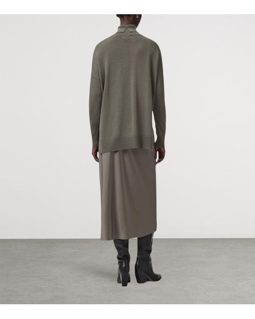 AllSaints Gray Juno 2-In-1 Midi Dress