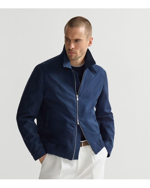 Brunello Cucinelli Blue Water-Resistant Blouson Jacket for men