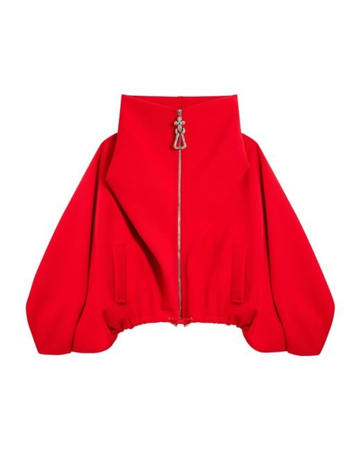 Schiaparelli Red Neoprene Oversized Bomber Jacket