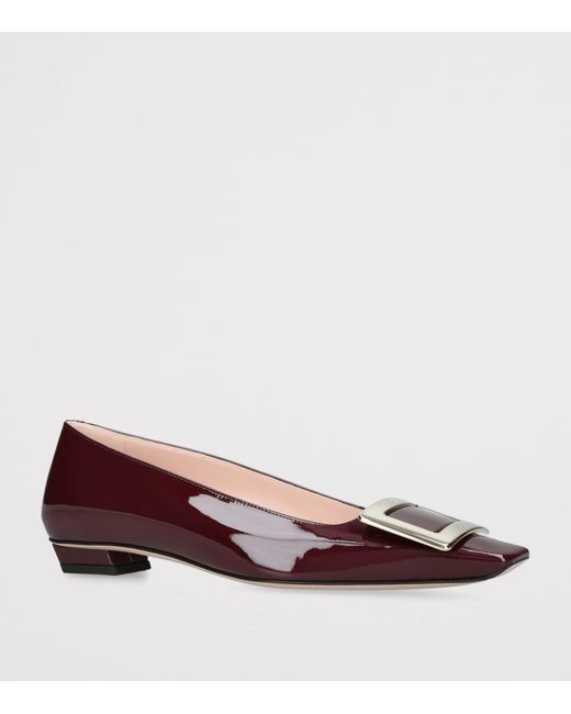 Roger Vivier Brown Patent Leather Belle Vivier Trompette Ballet Flats