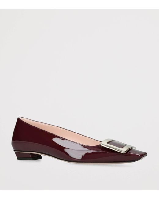 Roger Vivier Brown Patent Leather Belle Vivier Trompette Ballet Flats