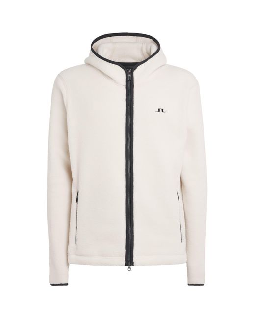 J.Lindeberg White Fleece Seymor Zip-Up Hoodie for men