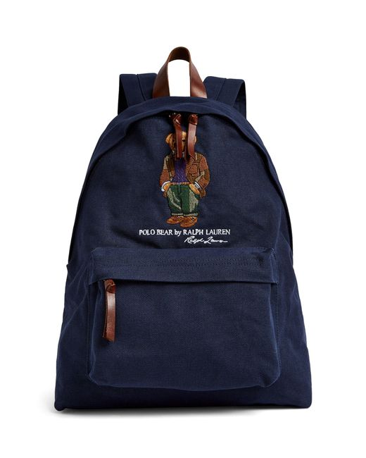 Polo Ralph Lauren Blue Canvas Polo Bear Backpack for men
