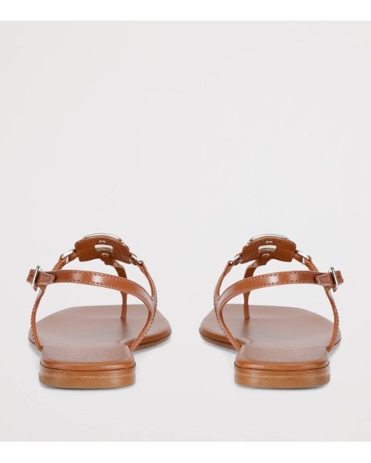 サンダル・ミュール ROGER VIVIER BROWN LEATHER VIV BY THE SEA SANDALS Viv' By The Sea leather thong sandals in brown - Roger