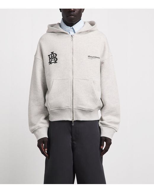 About Blank Gray Cotton Monogram Hoodie for men