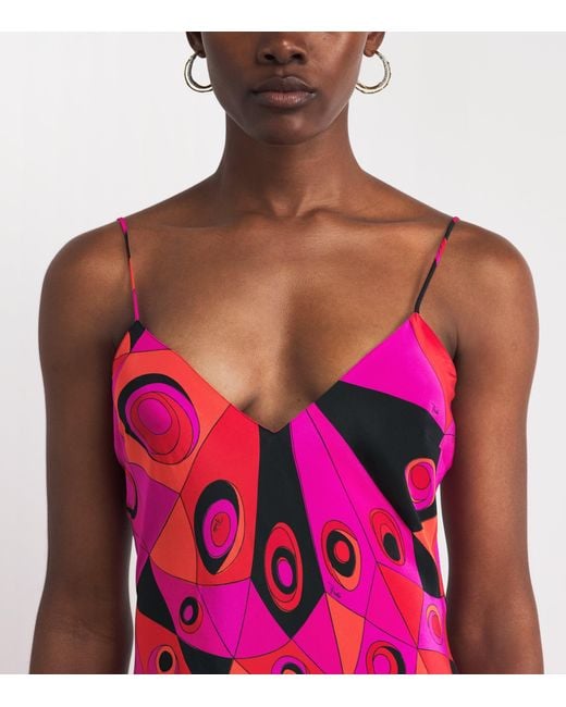 Emilio Pucci Pink Silk Occhi Maxi Dress