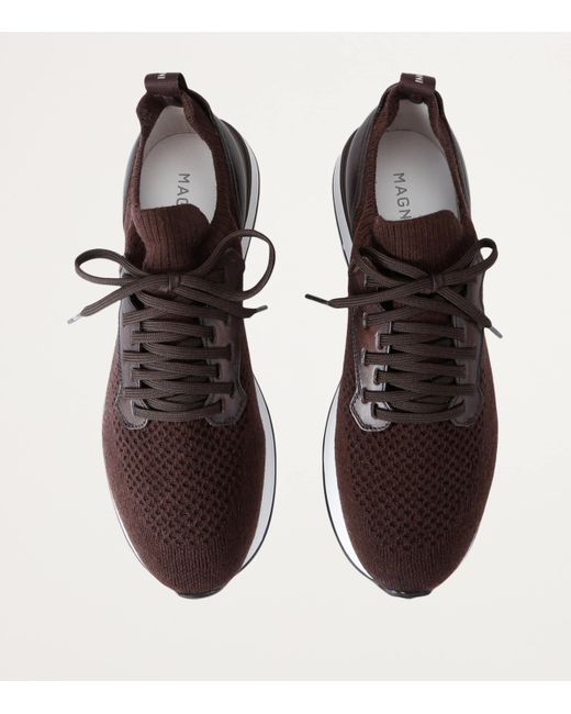 Magnanni Shoes Brown Stratus Lyteknit Sneakers for men
