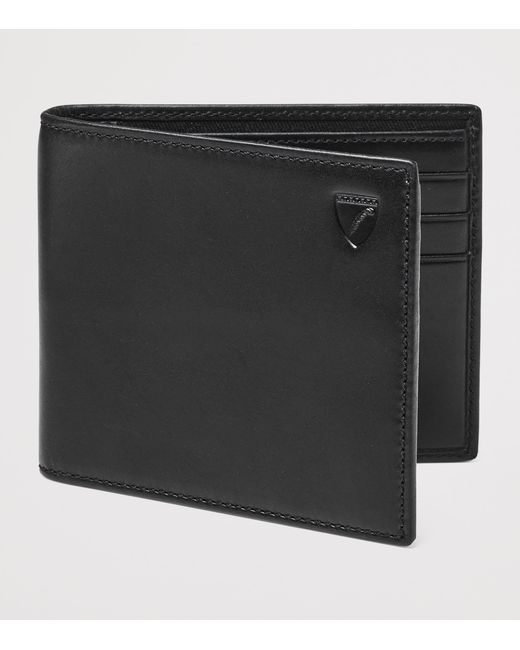 Aspinal Black Leather Bifold Wallet for men