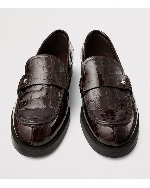 Jimmy Choo Brown Ivy Croc-Embossed Leather Loafers