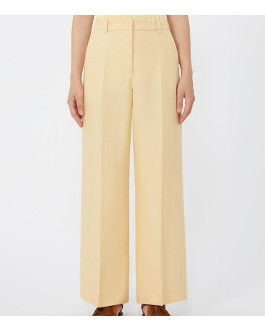 Weekend by Maxmara Natural Linen Wide-Leg Trousers