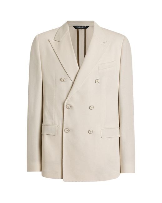 Dolce & Gabbana Natural Cotton Double-Breasted Blazer for men