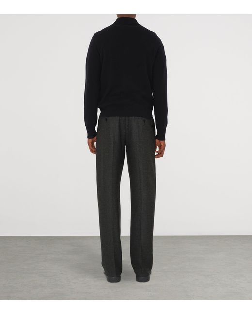Burberry Black Cashmere Ekd Polo Shirt for men