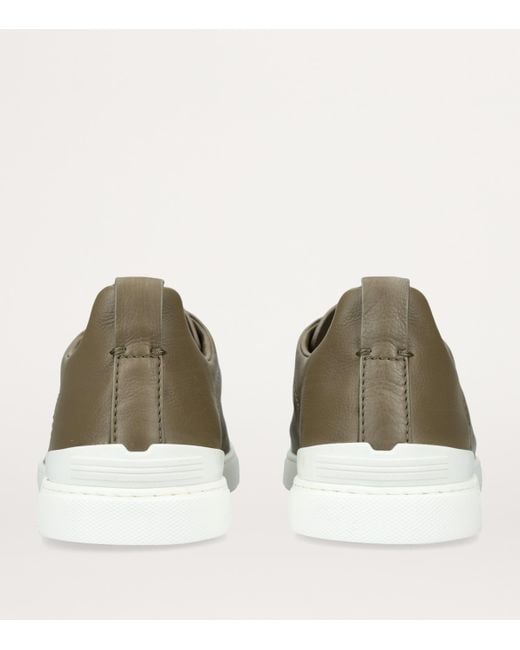 Zegna Green Crocodile Leather Triple Stitch Secondskin Sneaker for men