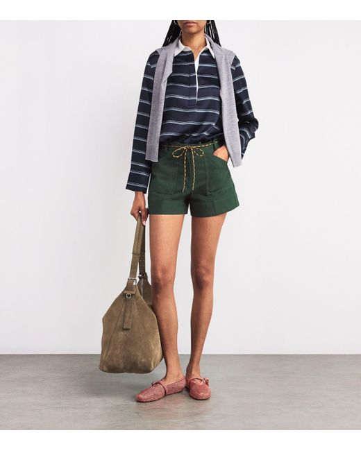 Sandro Green Cotton Drawstring Shorts