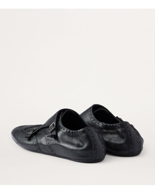 Prada Black Calf Leather Monk-Strap Shoes for men