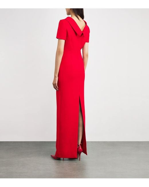 Roland Mouret Red Crepe Boat-Neck Maxi Dress