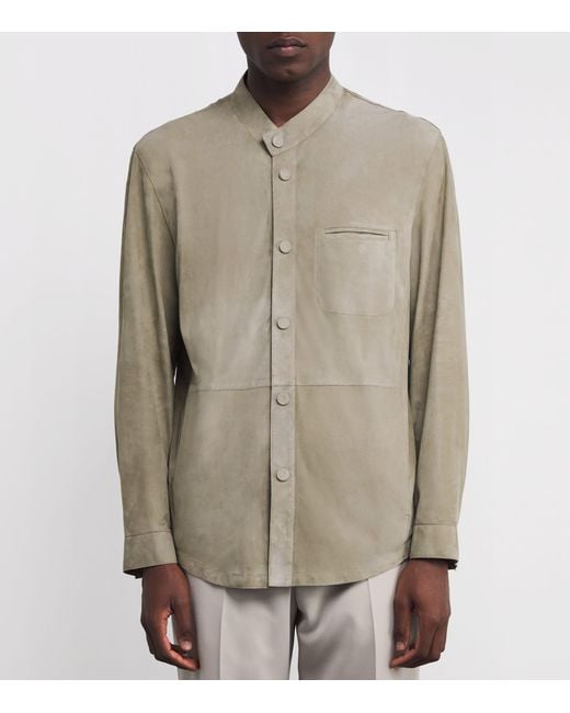 Giorgio Armani Gray Suede Overshirt for men
