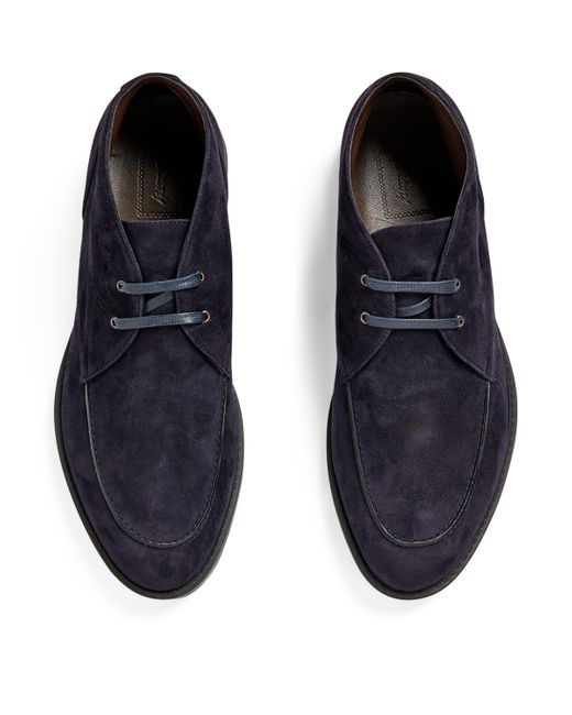Brioni Blue Suede Ankle Boots for men