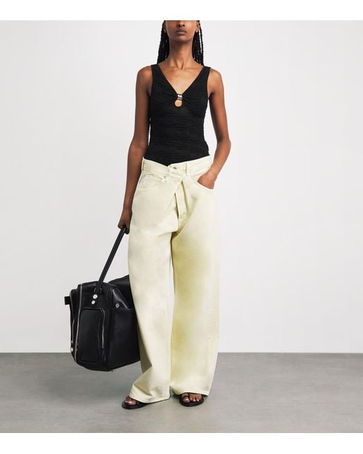 Sandro Black Textured Keyhole Bodysuit