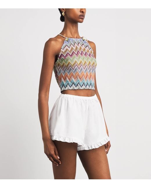 Missoni Gray Zigzag Tie-Strap Crop Top
