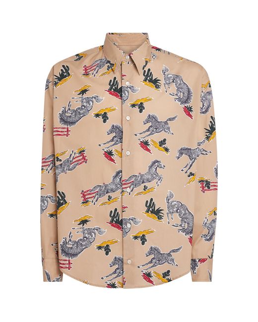 AMI Natural Cotton Horse Print Shirt for men