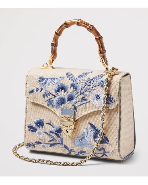 Aspinal Blue Midi Canvas Mayfair Top-Handle Bag