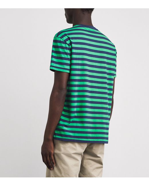 Polo Ralph Lauren Green Cotton Stripe Classic Fit T-Shirt for men
