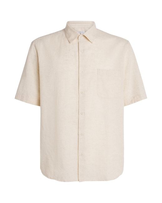 Sunspel White Linen Short-Sleeve Shirt for men