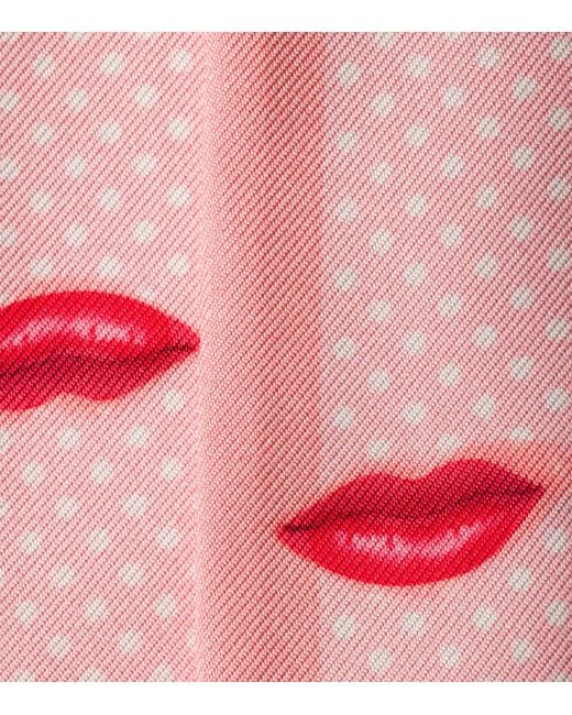 Prada Pink Silk Printed Skinny Scarf