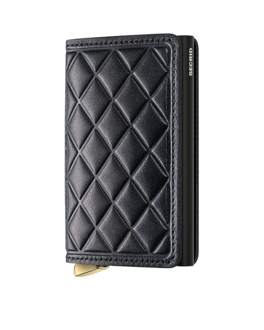 Secrid Black Leather Diamond-Embossed Slimwallet for men
