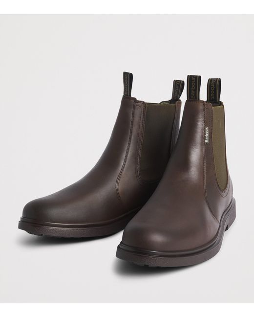 Barbour Brown Leather Hale Chelsea Boots for men