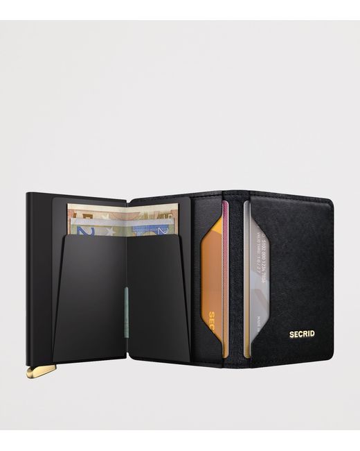 Secrid Black Leather Diamond-Embossed Slimwallet for men