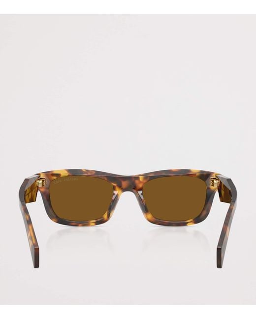 Prada Brown Acetate Rectangular Sunglasses