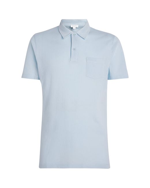 Sunspel Blue Supima Cotton Riviera Polo Shirt for men