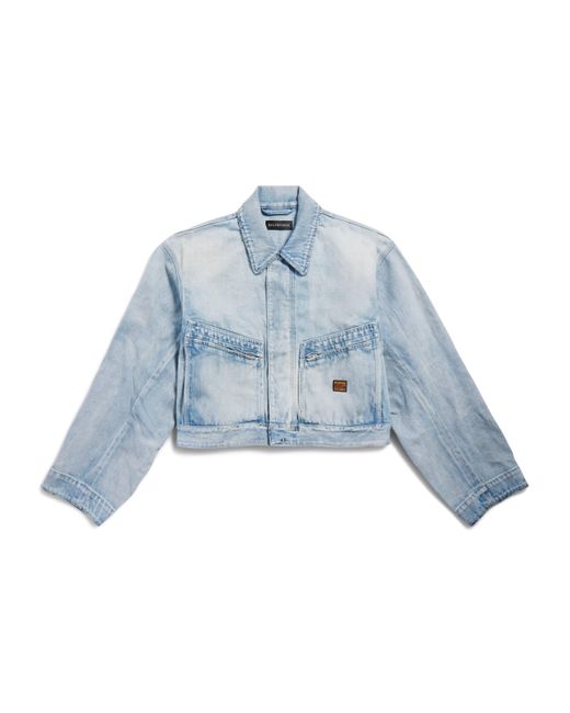Balenciaga Blue Cropped Denim Jacket