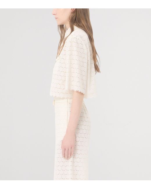 Valentino Natural Cropped Broderie Anglaise Shirt