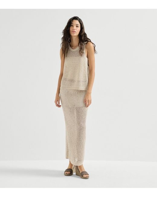 Brunello Cucinelli Natural Dazzling Open-Knit Top