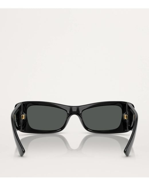 Versace Black Acetate Rectangular Sunglasses