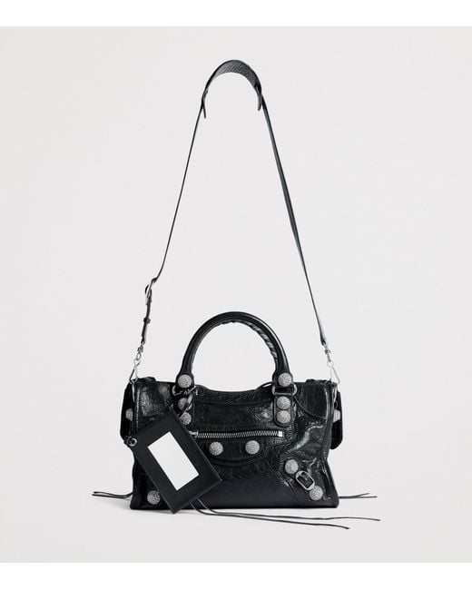 Balenciaga Black Small Leather Embellished Le City Top-Handle Bag