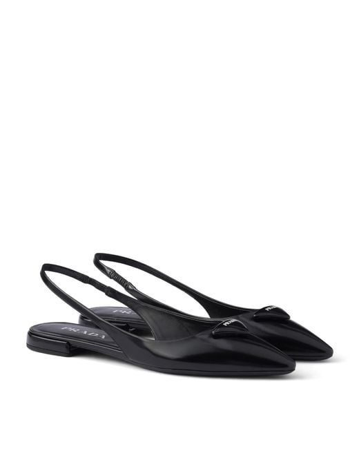 Prada Blue Brushed Leather Slingback Ballet Flats 10