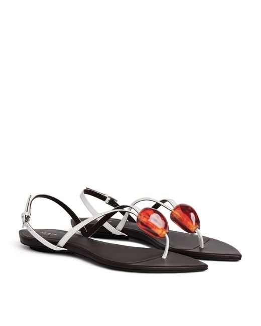 Alaïa White Leather Invisible Jewel Sandals