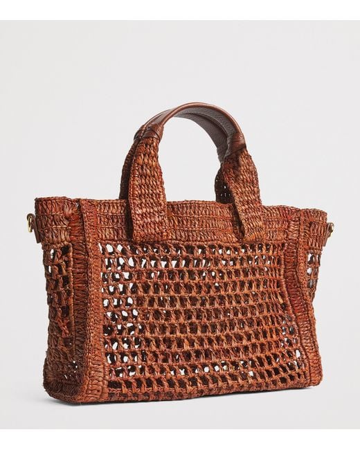 Chloé Brown Small Raffia Summer Banana East-West Tote Bag
