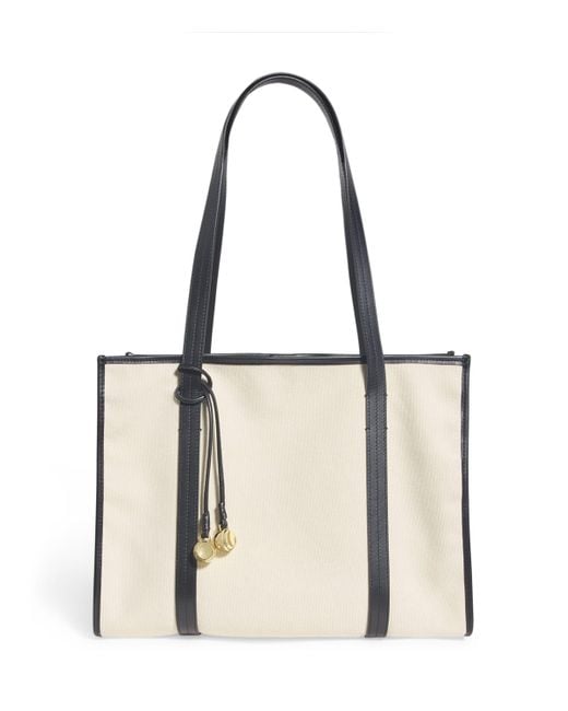 Sandro White Cotton Canvas Tote Bag
