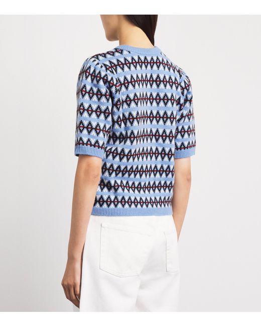 FRAME Blue Cashmere Fair Isle Sweater
