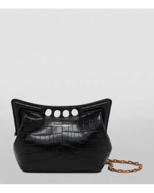 Alexander McQueen Black Mini Leather The Peak Shoulder Bag