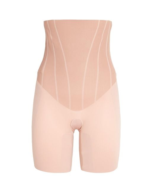 Spanx Pink Supersculpt Totalcontour High-Waisted Mid-Thigh Shorts